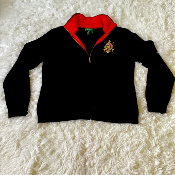 RALPH LAUREN HALF ZIP BLACK SWEATER - Picture 1 of 5